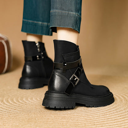 Balletcat воловьей кожи винтаж британский стиль толстым дном фея модный темперамент мода тенденция универсальный личность 16 см мартин сапоги 4,5 см женщин