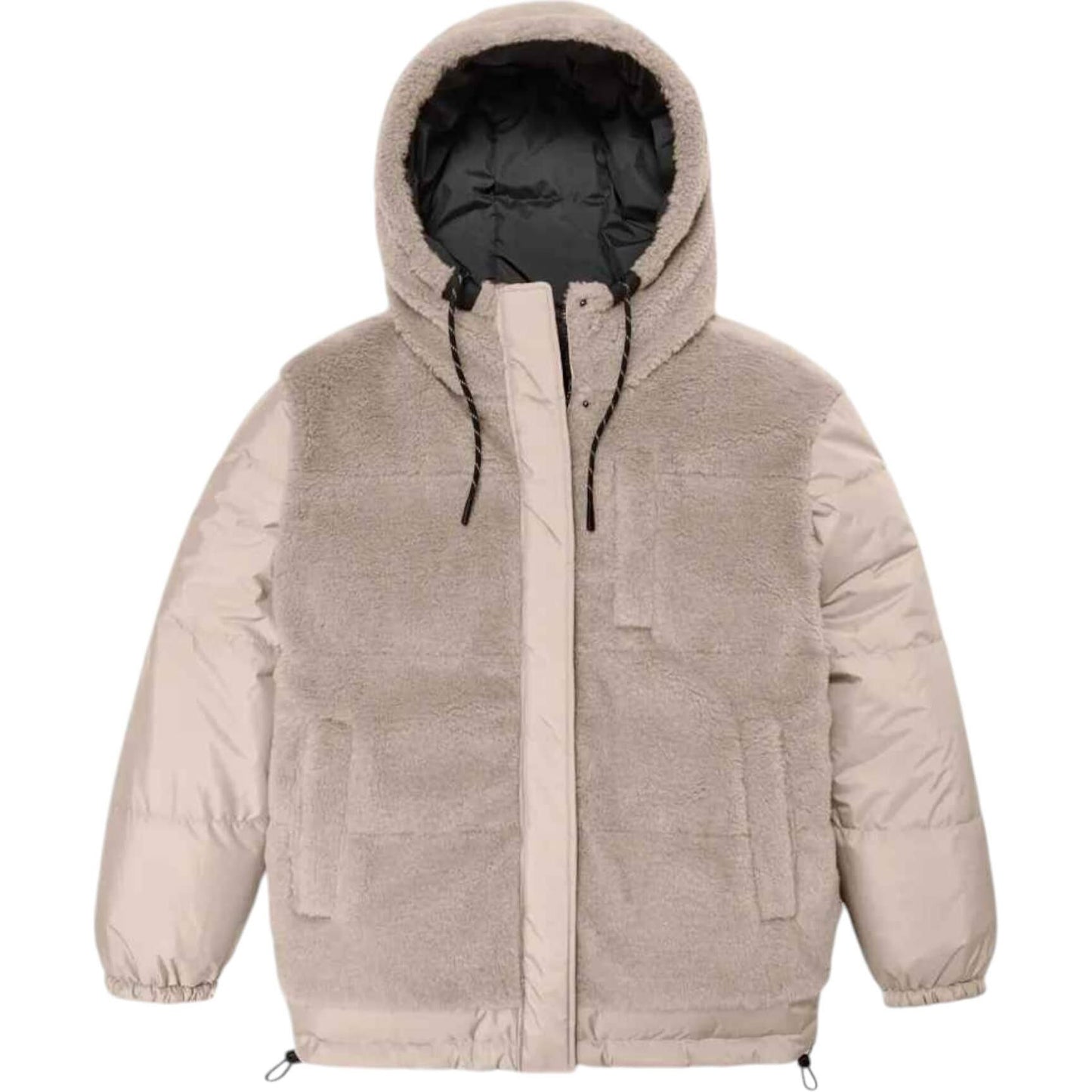 Ugg с капюшоном обратимый сплошной цвет молнии с длинным рукавом куртка куртка женская черная