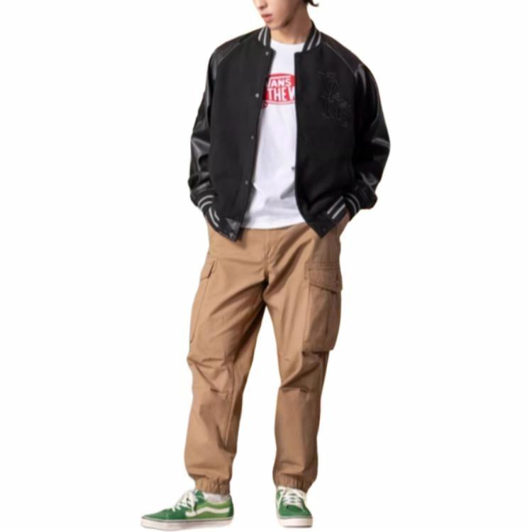 Vans Nafas oluvchi teriga qulay, uzun yengli ilon yili bosma erkaklar ko'ylagi qora