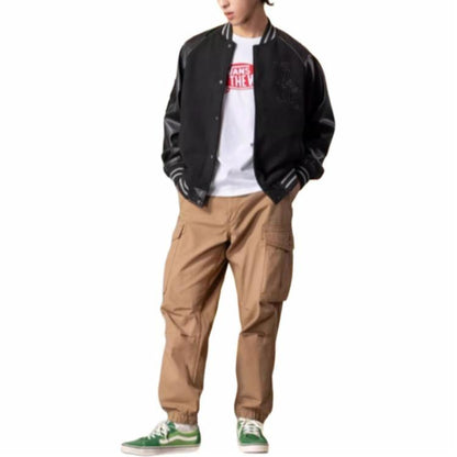 Vans Nafas oluvchi teriga qulay, uzun yengli ilon yili bosma erkaklar ko'ylagi qora