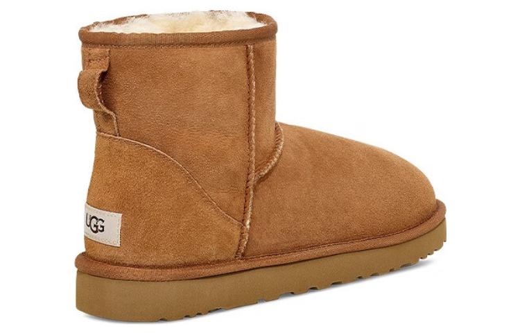 Ugg classic mini овчина теплые мягкие короткие снежные сапоги мужские каштанового цвета