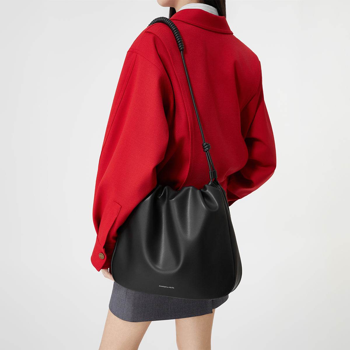 Сумка женская Charles&Keith Soft Drawstring S Russet - Boxette Shop