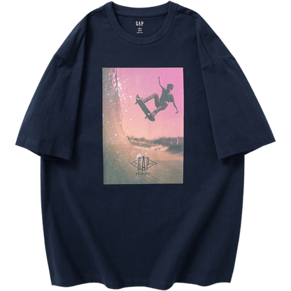 Футболка с коротким рукавом gap heavy loose printed round neck short sleeve t-shirt для мужчин и женщин - Boxette Shop