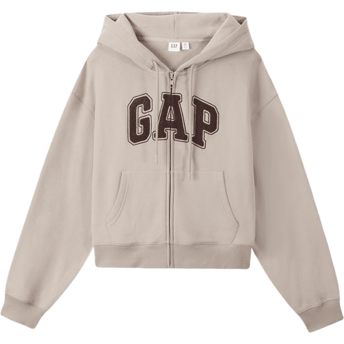 Gap casual zip simple solid colour drop shoulder padded hooded long sleeve sweatshirt women's - Boxette Shop