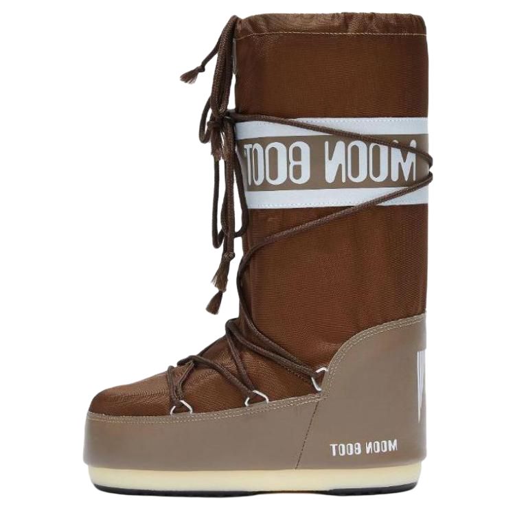Moon boot logo print panel tall snow boots unisex brown