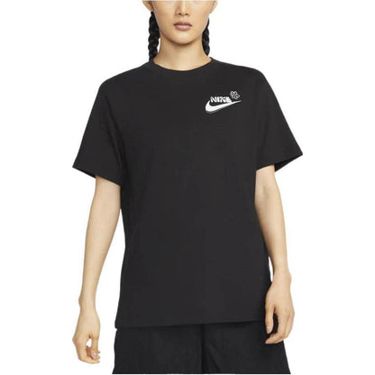 Nike american retro letter logo print casual round neck pullover short sleeve t-shirt women's black