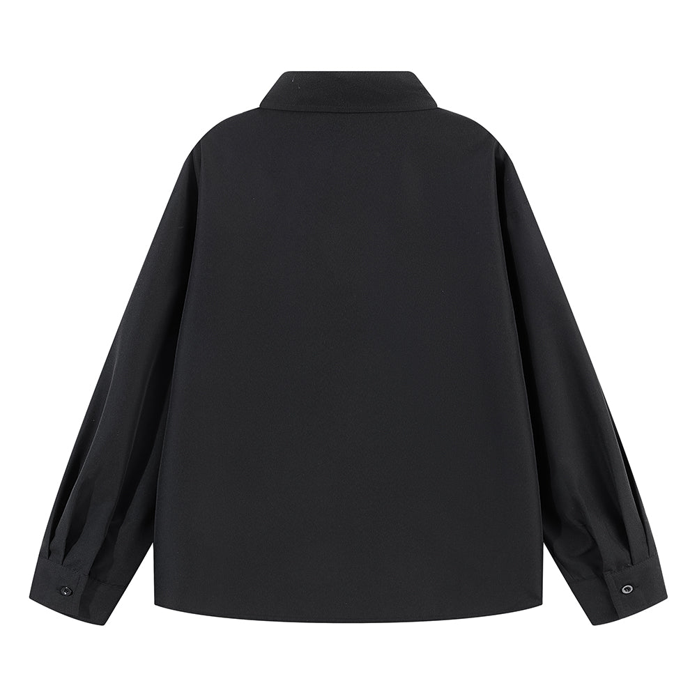 Pal ongaco pal ongaco Amerika yuqori ko'cha asosiy modellari oddiy sof paxta tanasi harflari brend logotipi bosma erkin tasodifiy universal koreys tekis rangli lapel uzun yengli ko'ylaklar bir xil modellar bilan erkaklar va ayollar