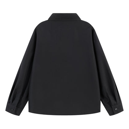 Pal ongaco pal ongaco Amerika yuqori ko'cha asosiy modellari oddiy sof paxta tanasi harflari brend logotipi bosma erkin tasodifiy universal koreys tekis rangli lapel uzun yengli ko'ylaklar bir xil modellar bilan erkaklar va ayollar