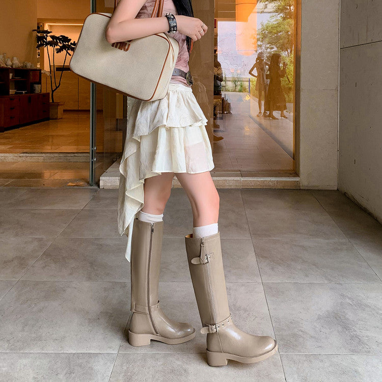 Balletcat коровья кожа плоский каблук рыцарь сапоги случайные удобные показать ноги прямой модный темперамент модные сто высокие сапоги 4 см женщины