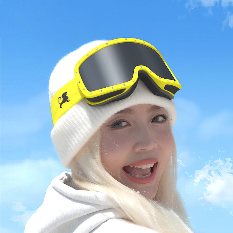 Lecage lecage алмаз снег очки национальная версия защита от солнца секс обертывание анти-туман анти-снег слепота анти-блик ветрозащитный мужчины и женщины с теми же моделями hd вентиляции столб поверхности открытый лыжный очки