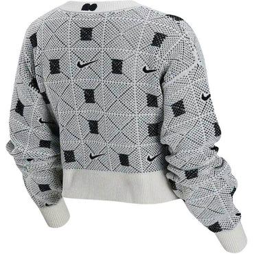 Nike короткий повседневный пуловер с длинным рукавом трикотажный женский черный белый