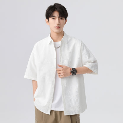 Igoi Amerika tekis rangli oddiy asosiy modellar bo'shashgan yagona ko'krakli teksturali yelkada erkin his qiluvchi oddiy yuzta tekis kalta yengli ko'ylaklar bir xil modeldagi erkaklar va ayollar