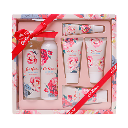 Cath kidston velvet rose gift set shower gel body milk hand cream lip balm set imported from uk practical set moisturising & aromatic effect 200ml+200ml+50g*3+10ml