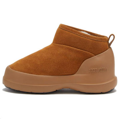 Moon boot luna suede thick sole overlay ankle snow boots women's brown