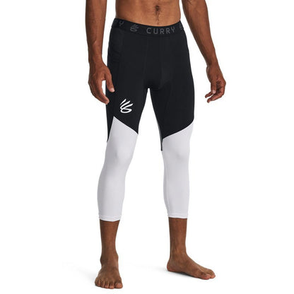Under armour карри леггинсы карри логотип узорчатый цвет блокировки плотно семь тренировки внутри спортивный костюм брюки мужские черный