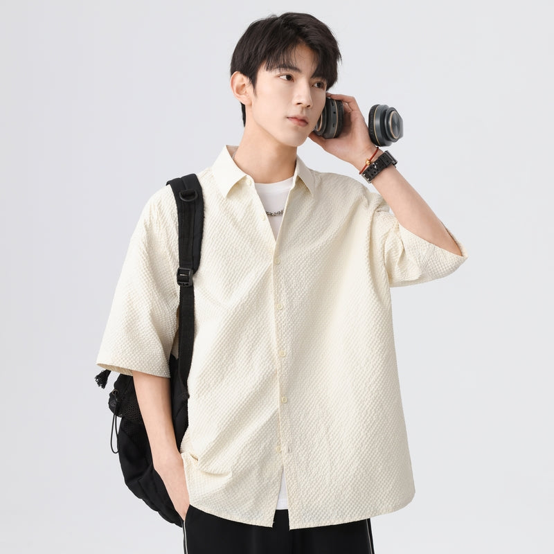 Igoi Amerika tekis rangli oddiy asosiy modellar bo'shashgan yagona ko'krakli teksturali yelkada erkin his qiluvchi oddiy yuzta tekis kalta yengli ko'ylaklar bir xil modeldagi erkaklar va ayollar