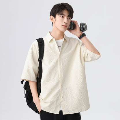 Igoi Amerika tekis rangli oddiy asosiy modellar bo'shashgan yagona ko'krakli teksturali yelkada erkin his qiluvchi oddiy yuzta tekis kalta yengli ko'ylaklar bir xil modeldagi erkaklar va ayollar