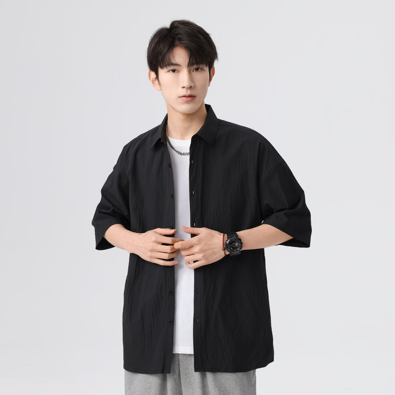 Igoi Amerika tekis rangli oddiy asosiy modellar bo'shashgan yagona ko'krakli teksturali yelkada erkin his qiluvchi oddiy yuzta tekis kalta yengli ko'ylaklar bir xil modeldagi erkaklar va ayollar