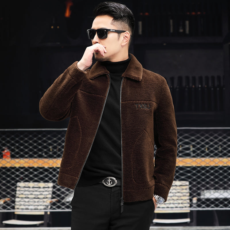 Kaiser kaiser Koreya modasi sof jun lapel fermuar bo'limi qo'y terisi mo'ynali baxmal paltosi bir xil modeldagi erkaklar va ayollar