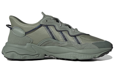 Adidas originals ozweego ткань кожа классический ретро анти-скольжение износостойкий низкий верх жизнь досуг обувь мужские и женские модели зеленый и черный
