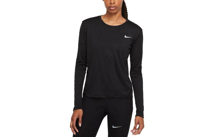 Женская черная футболка с длинным рукавом nike mesh splicing quick dry breathable athletic t-shirt - Boxette Shop