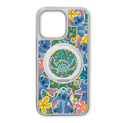 Disney ABS+Kompyuter materiali Yoqimli gulli tikuvli uglerod tolali naqshli 360° aylanadigan kronshteyn teri naqshli sumkasi Apple/Apple 16promax/15/14pro/max/iphone13/12/11 uchun to'r qizil rangli telefon sumkasi