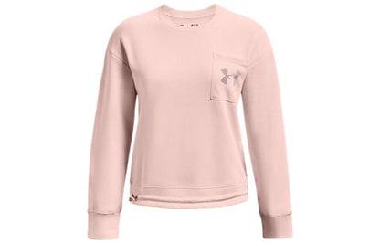 Under armour andromeda rival mesh флис теплый нагрудный карман мягкий круглый шеи пуловер свитер зимний женский розовый
