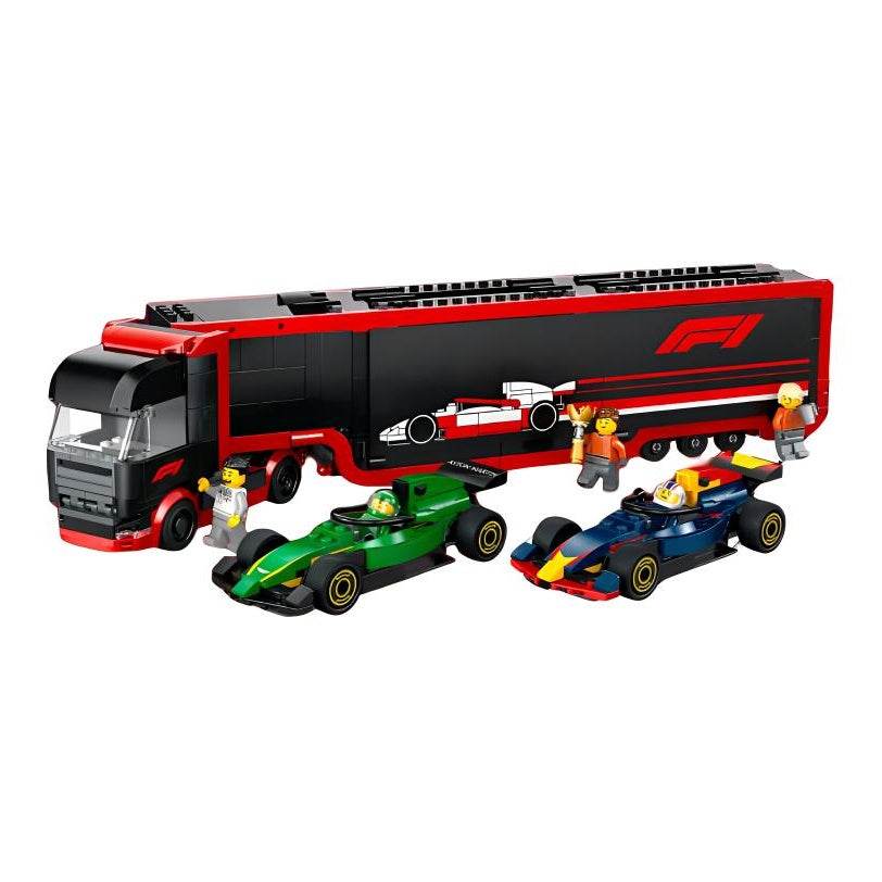 Конструктор LEGO Грузовик с гоночными автомобилями Red Bull RB20 и Aston Martin AMR24 F1 (60445) - Boxette Shop