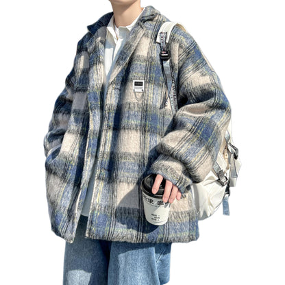 Tvid plashli koreys kurtkasi bu yerga yaqin Amerika retro yuqori ko'cha trendi bo'shashmasdan qulay uchuvchi murabbiyi bir ko'krakli katta qalinlashgan uzun yengli kurtka yuqori tasodifiy sayohat dangasa shamol ochiq sport oddiy ko'p qirrali palto m