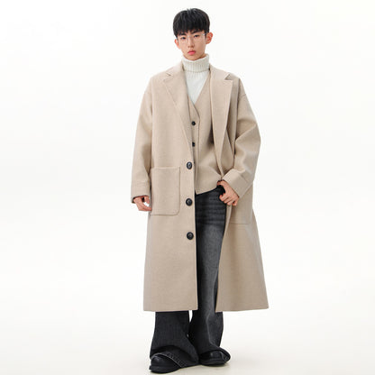 FC Barcelona koreys dangasa uslubidagi asosiy uzun cho'ntakli issiq ko'ylagi uzun yengli lapel ikki qismli qulay moda katta sezgi trendi tasodifiy palto bir xil paragrafli erkaklar va ayollar