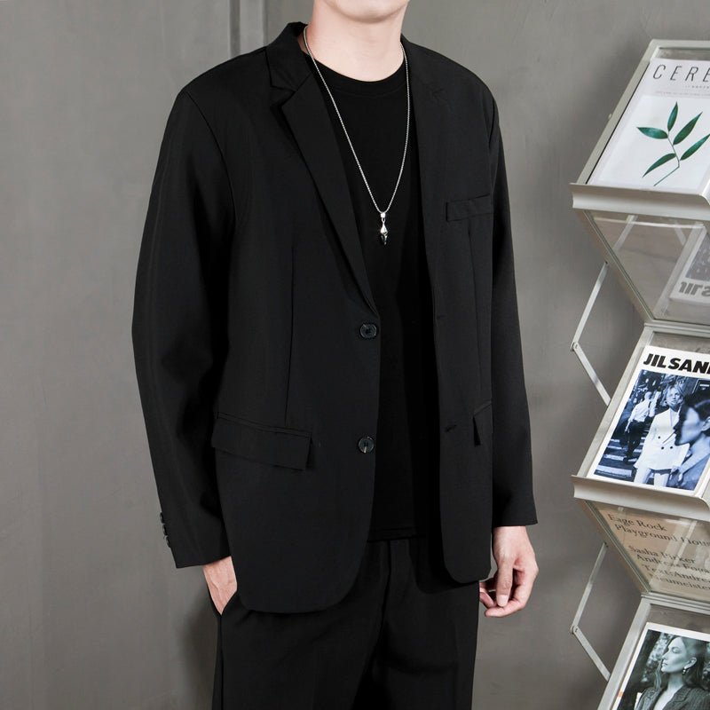 Ofisga qarshi engil hashamatli moda tasodifiy chiroyli bo'sh Gonkong uslubidagi gangster chiroyli ko'ylagi universal koreys versiyasi trendi uzun yengli kostyum erkaklar modellari