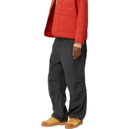 Carhartt o'chirish reaktiv yuk shimi, qattiq elastik beli bo'shashgan tekis ish shimi, to'q kulrang