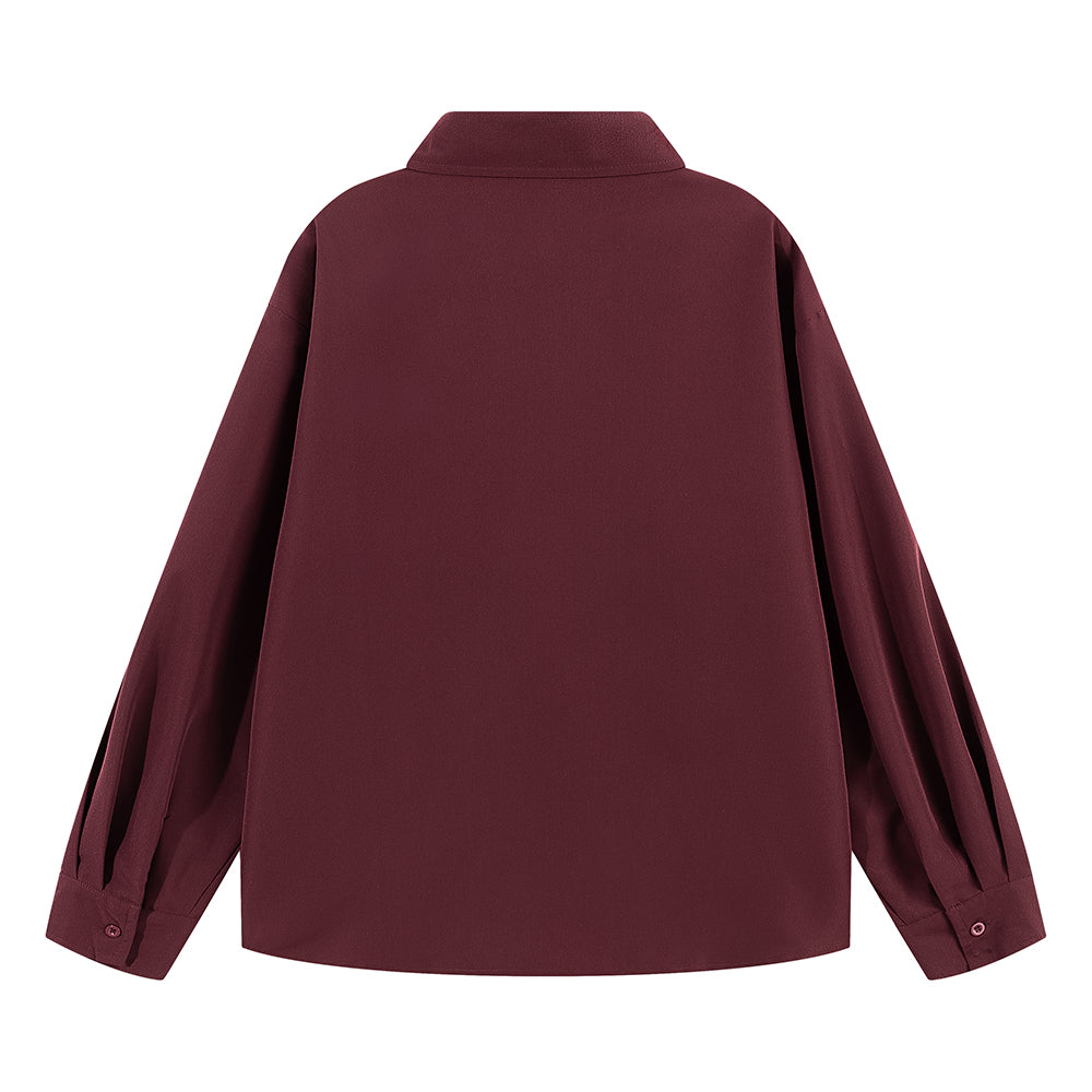 Pal ongaco pal ongaco Amerika yuqori ko'cha asosiy modellari oddiy sof paxta tanasi harflari brend logotipi bosma erkin tasodifiy universal koreys tekis rangli lapel uzun yengli ko'ylaklar bir xil modellar bilan erkaklar va ayollar