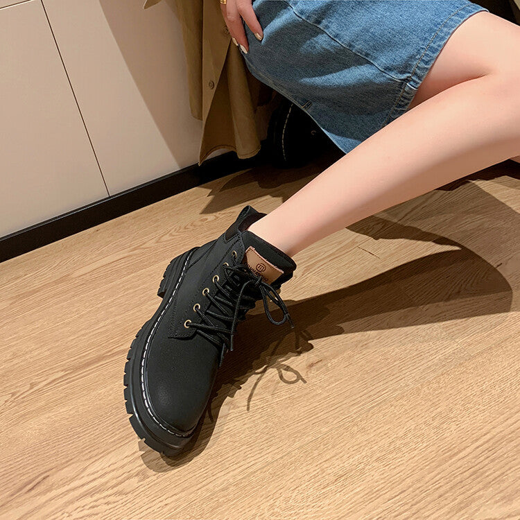 Balletcat воловьей кожи шнуровка рабочая одежда модные личности высота увеличить удобные модные тенденции сто теплый короткий мартин сапоги 5 см женщина