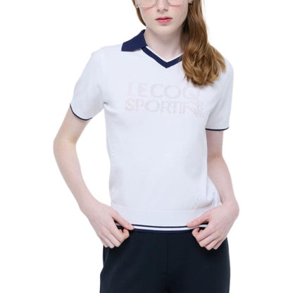 Le coq le coq sportif chiziqli logotipi qisqa yengli trikotaj ayollar