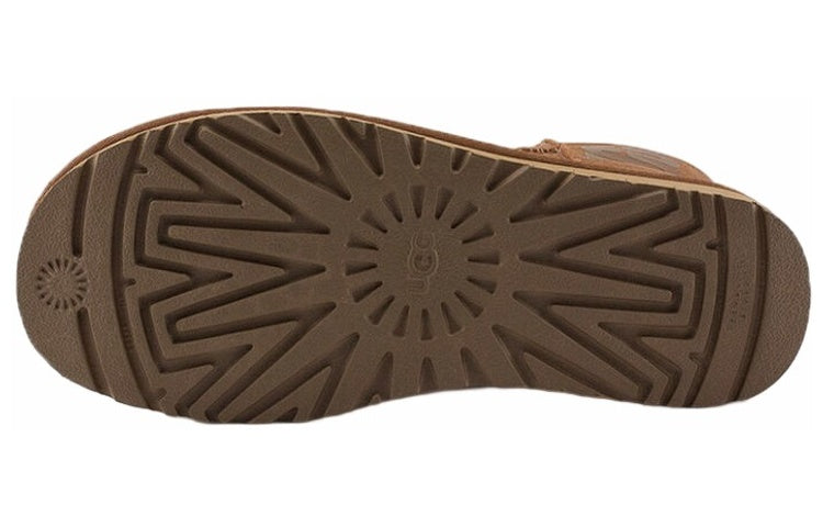 Ugg classic mini rubber logo замшевые теплые износостойкие нескользящие мягкие короткие сапоги для снега женские chestnut brown