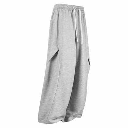 Paddy Julia sof rangdagi plili dekonstruksiyalangan birlashma keng oyoqli Amerika minimalist uslubidagi asosiy bo'lim bo'sh drape tasodifiy ko'p qirrali kundalik ishton erkaklar va ayollar bir xil uslubda