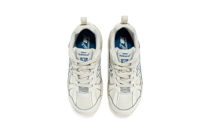 New Balans nb 878 sintetik teridan tayyorlangan qulay, past ustki tasodifiy past ustki yugurish poyabzali sutli oq o'rta kichkina bolalar