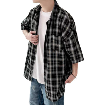 Hvga Amerika retro asosiy modellari plashli birlashma to'qnashuv rangli yarim yengli ko'ylak ko'ylagi ter singdirish nafas oladigan yupqa bo'sh katta o'lchamli talabalar partiyasi qisqa qisma ko'ylak erkaklar va ayollar modellari