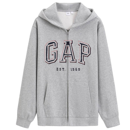 Логотип gap французская петля трикотажная молния капюшон свободная куртка весна толстовка мужские и женские модели - Boxette Shop