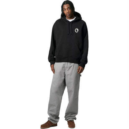 Carhartt wip fw24 qalpoqli jozibali terli bo'sh orqa naqshli bosma qalpoqli uzun yengi pullover kozok uniseks qora