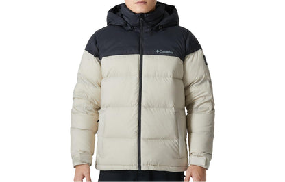 Columbia boulo point 2 columbia colour block patchwork открытый ветрозащитный теплый гусиный пух пуховая куртка мужчины белый