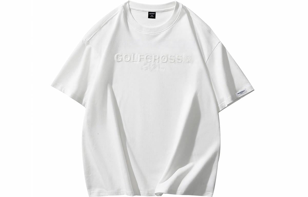 Golfkross harflari shimgichli bosilgan naqshinkor kashtado'zlik tasodifiy yumaloq bo'yinli yelkali qisqa yengli futbolkalar naqshli erkaklar va ayollar