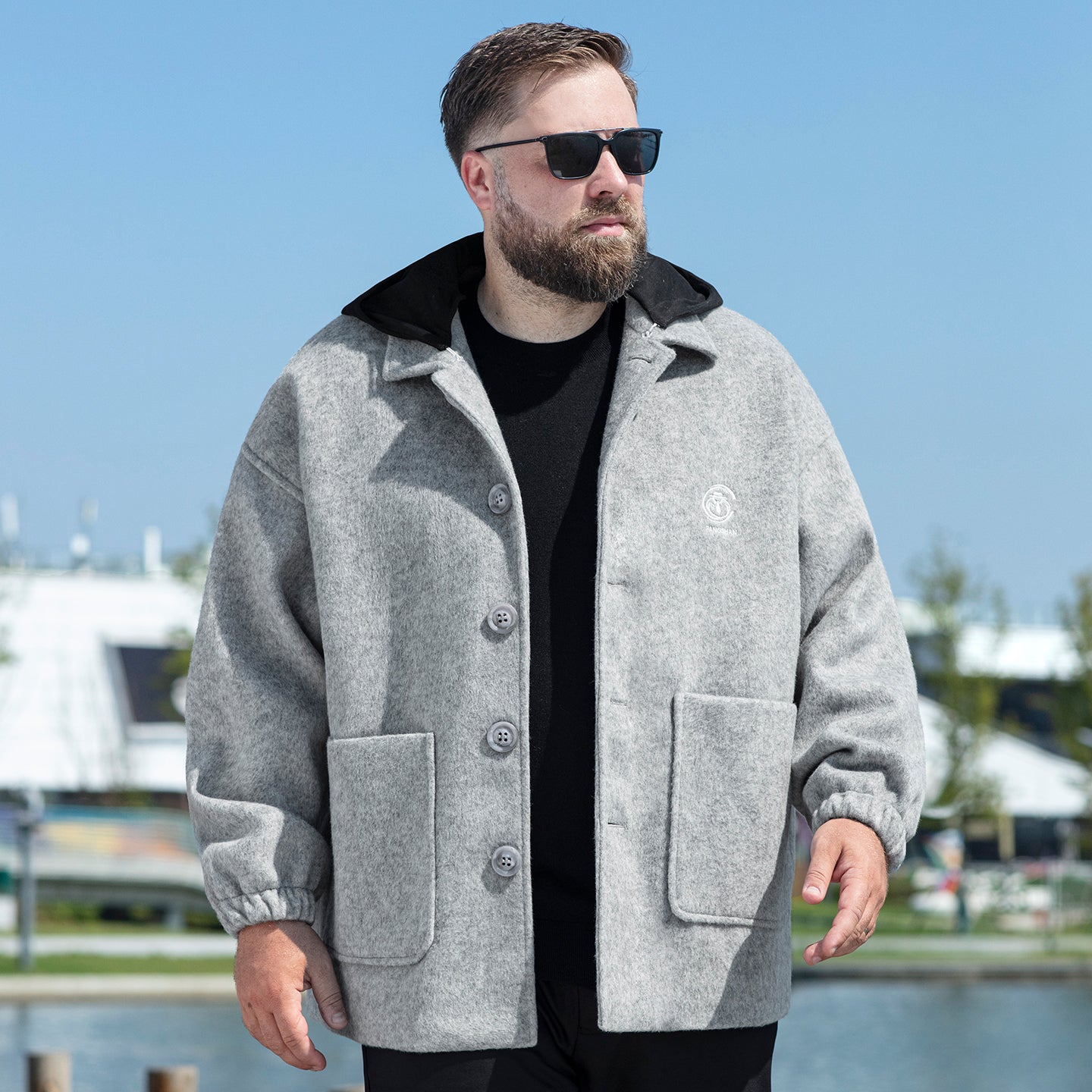 Baisheng tulki bitta ko'krakli katta yards erkaklar qishki semiz bo'sh yelkali kundalik ko'ylagi tvid palto erkaklar modellari