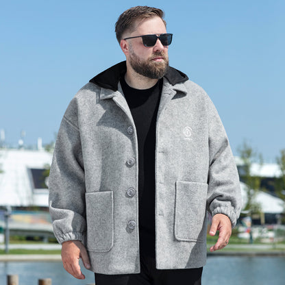 Baisheng tulki bitta ko'krakli katta yards erkaklar qishki semiz bo'sh yelkali kundalik ko'ylagi tvid palto erkaklar modellari