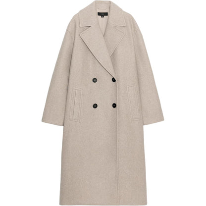 Zara мягкий свободный лацкан с длинным рукавом двубортное пальто женское