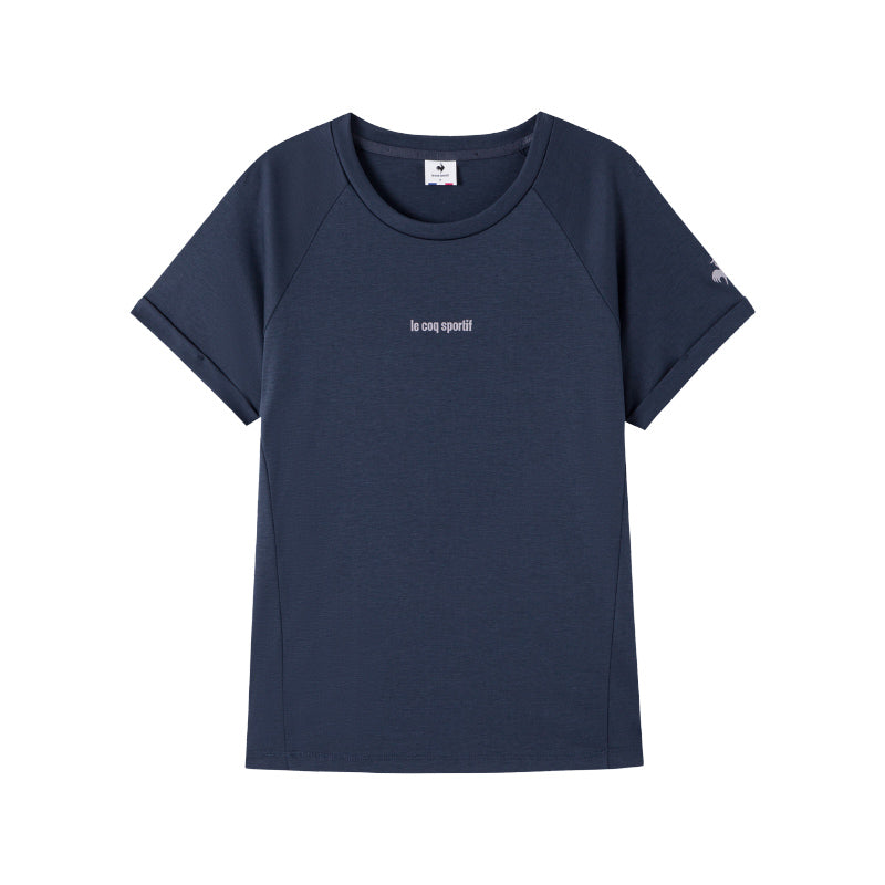 Le coq le coq sportif ochiq havoda kundalik maktubli naqshli ekipaj bo'yinli pullover qisqa yengli futbolka ayollar