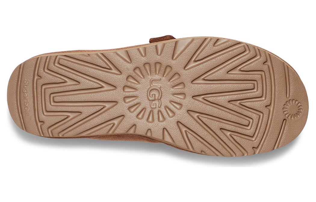 Замшевые короткие сапоги ugg с круглым носком на шнуровке женские chestnut