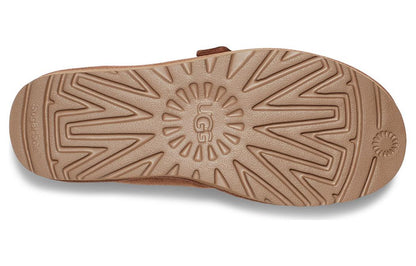 Замшевые короткие сапоги ugg с круглым носком на шнуровке женские chestnut