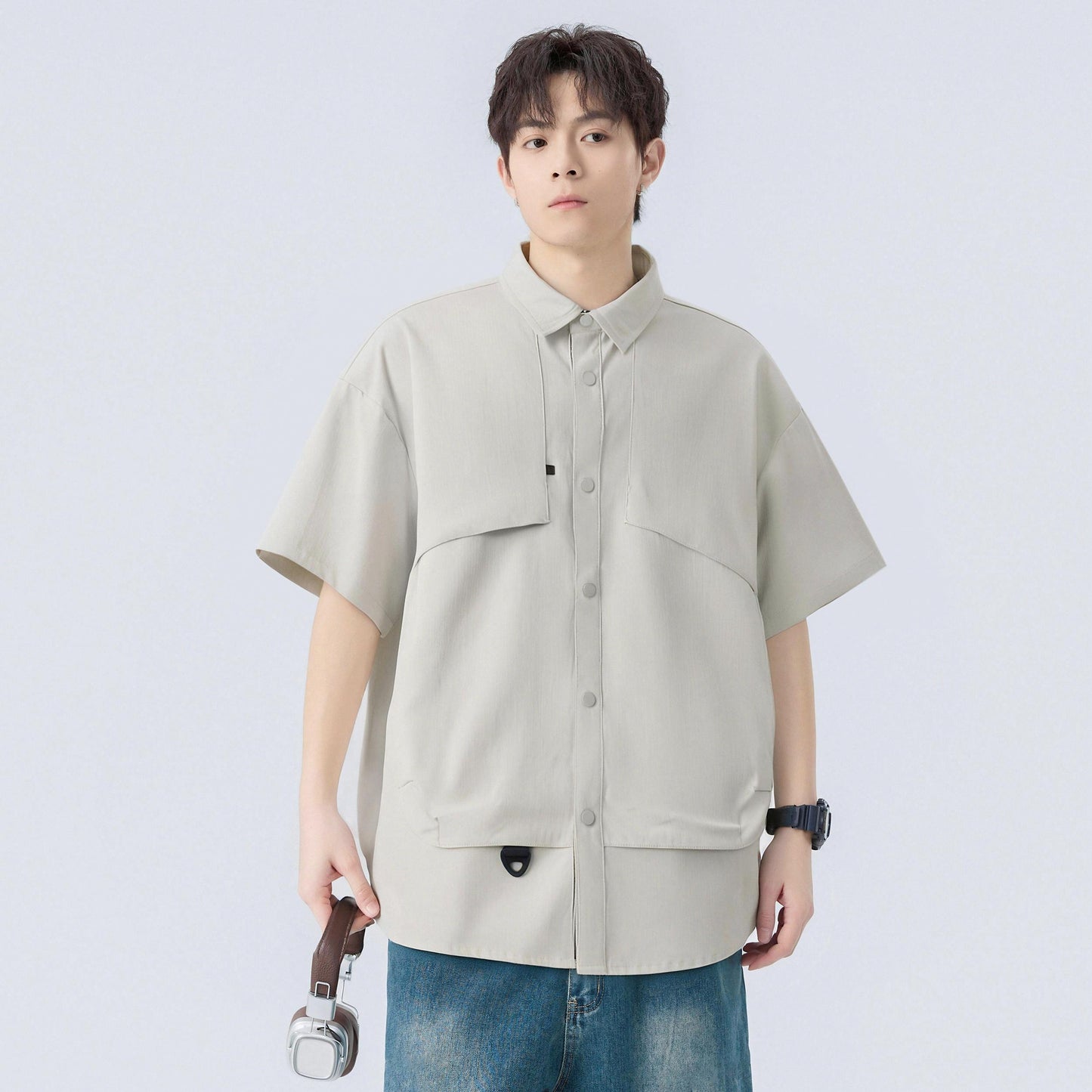 Paddy Julia Amerika yuqori ko'cha konstruktiv dizayn lapel bo'sh tasodifiy kundalik qatnov katta gangster o'zini kelishgan qulay, ko'p qirrali qisqa yengli ko'ylak modellari bilan erkaklar va ayollar